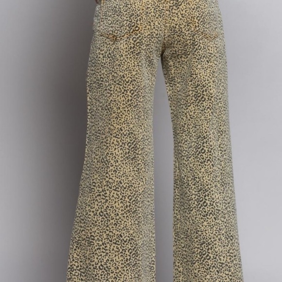 🔥TRENDY LEOPARD WIDE LEG DISTRESSED PANTS - Picture 5 of 6